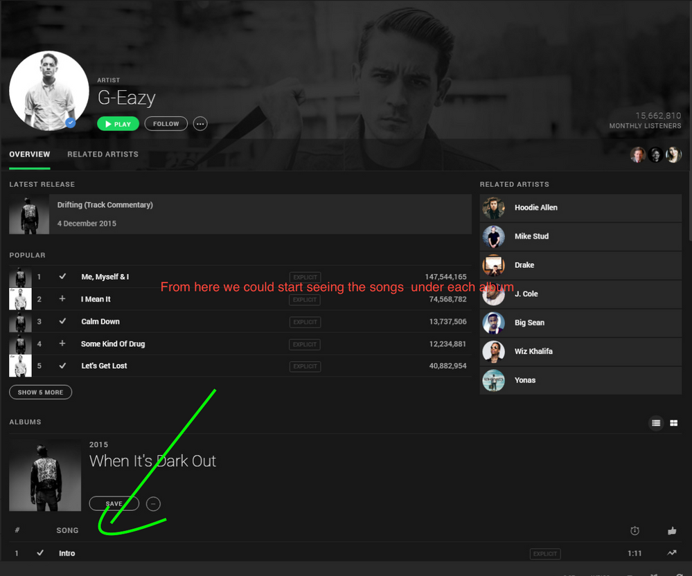 Solved Why I Can T See A List Of All Songs On Each Artist The Spotify Community