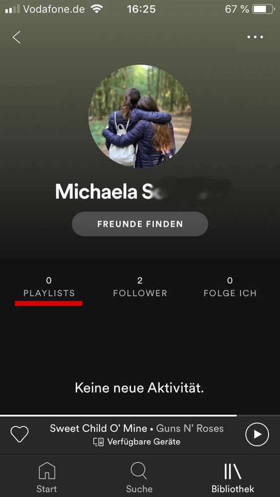 This is the profile. 0 Playlists (!)