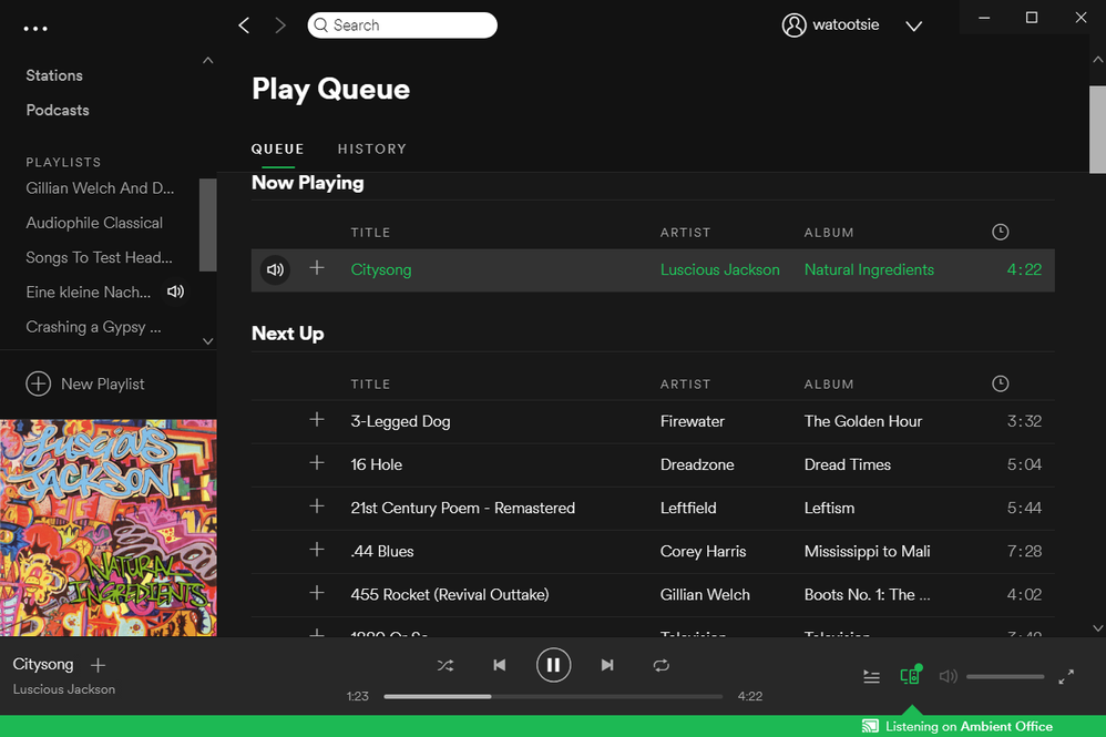 The queue has reset to the beginning of the playlist on its own.