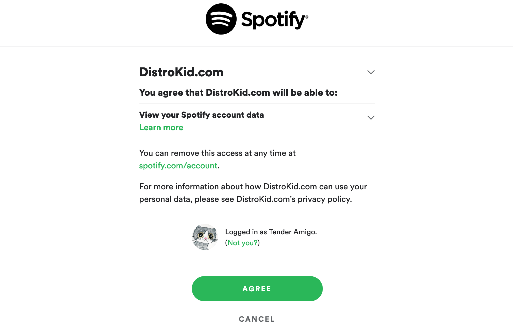 Can't access my profile via Distrokid The Spotify Community