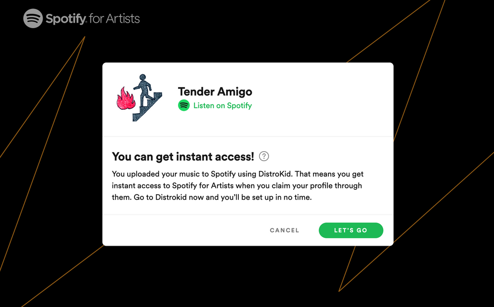 Can't access my artist profile via Distrokid The Spotify