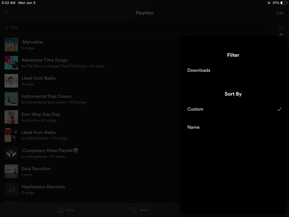 Playlists are not in a specific order