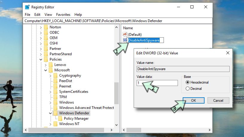Modify-disableantispyware-key-value