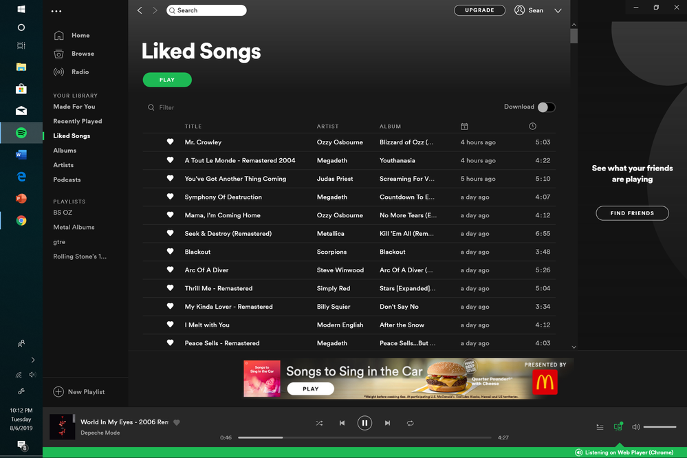 Spotify favourite songs