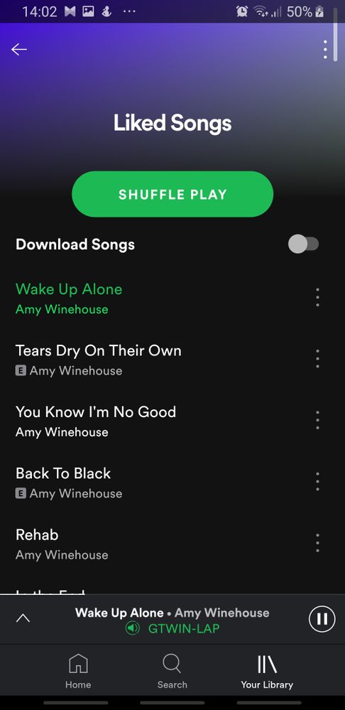 Spotify App Liked Songs In Library