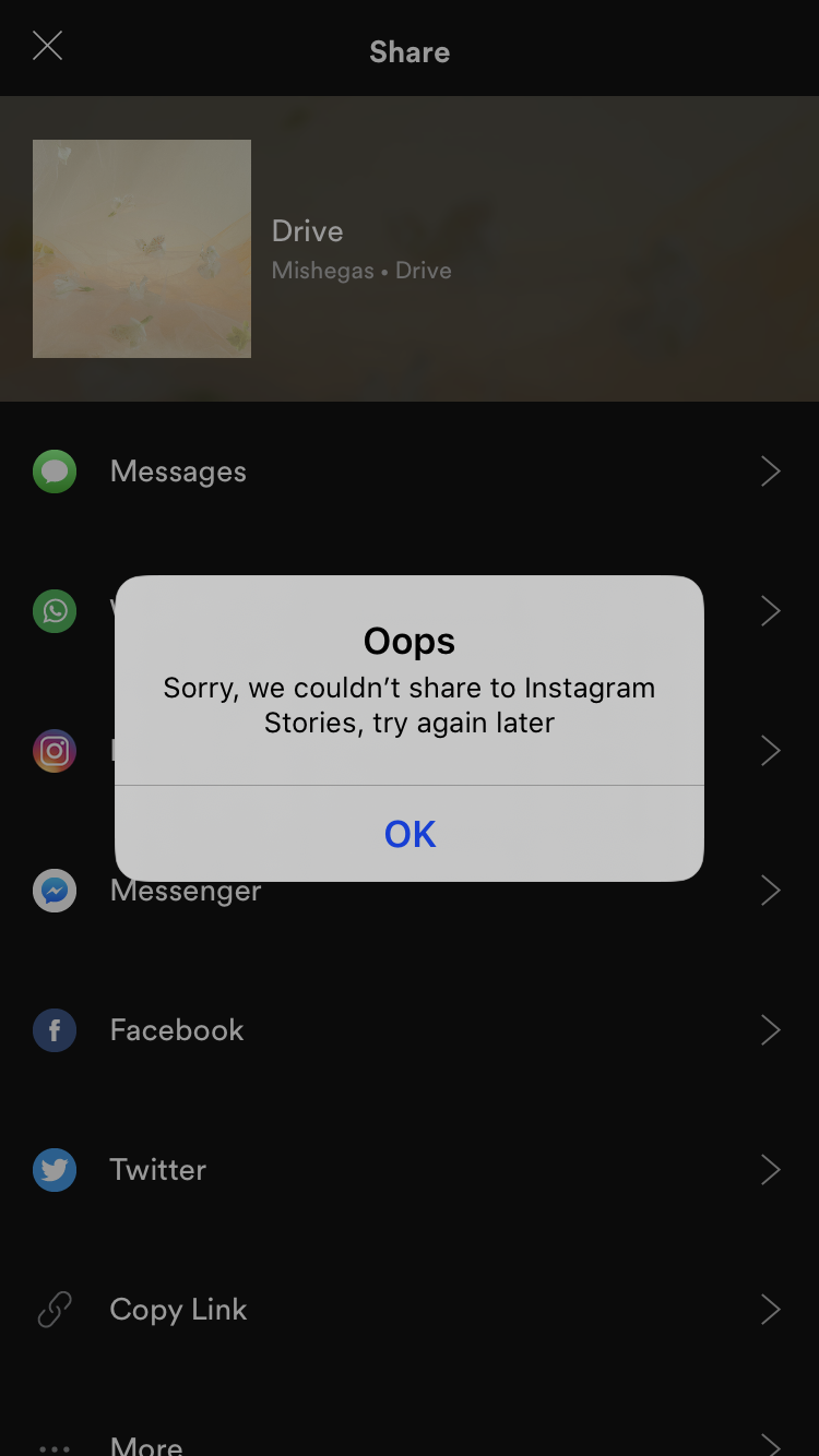 [iOS] Error when sharing to Instagram Stories - The Spotify Community