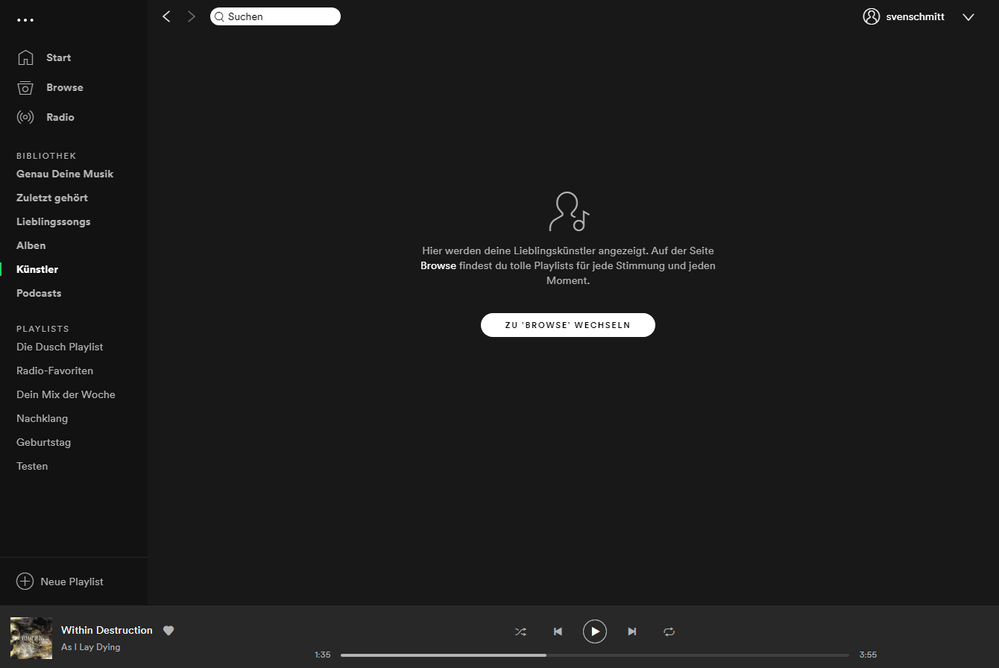 Solved: Spotify does not show artists - only under Windows - The Spotify  Community