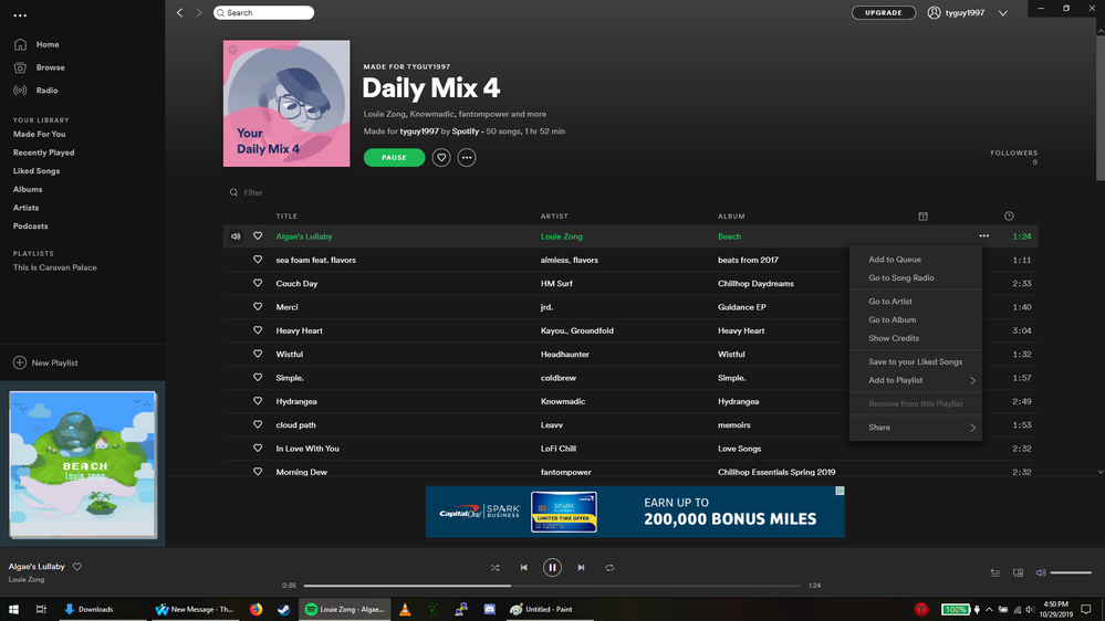 An image capture of the newer daily mix not having dislike / don't play track or don't play artist.