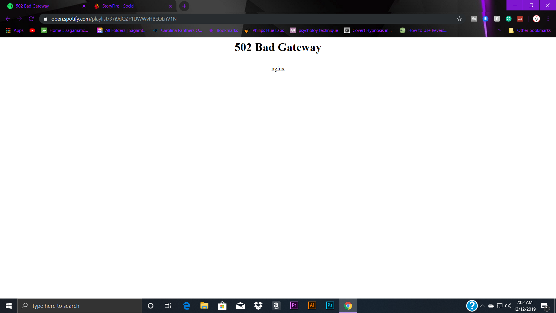502 bad gateway and upstream request timeout The Spotify Community
