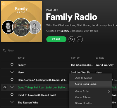 Radio] Ability to queue up playlist/radio station... - The Spotify Community