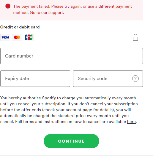 Pakistan] Cannot pay via debit card - The Spotify Community