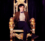 Spotify Rock Star wearing tweed on a throne