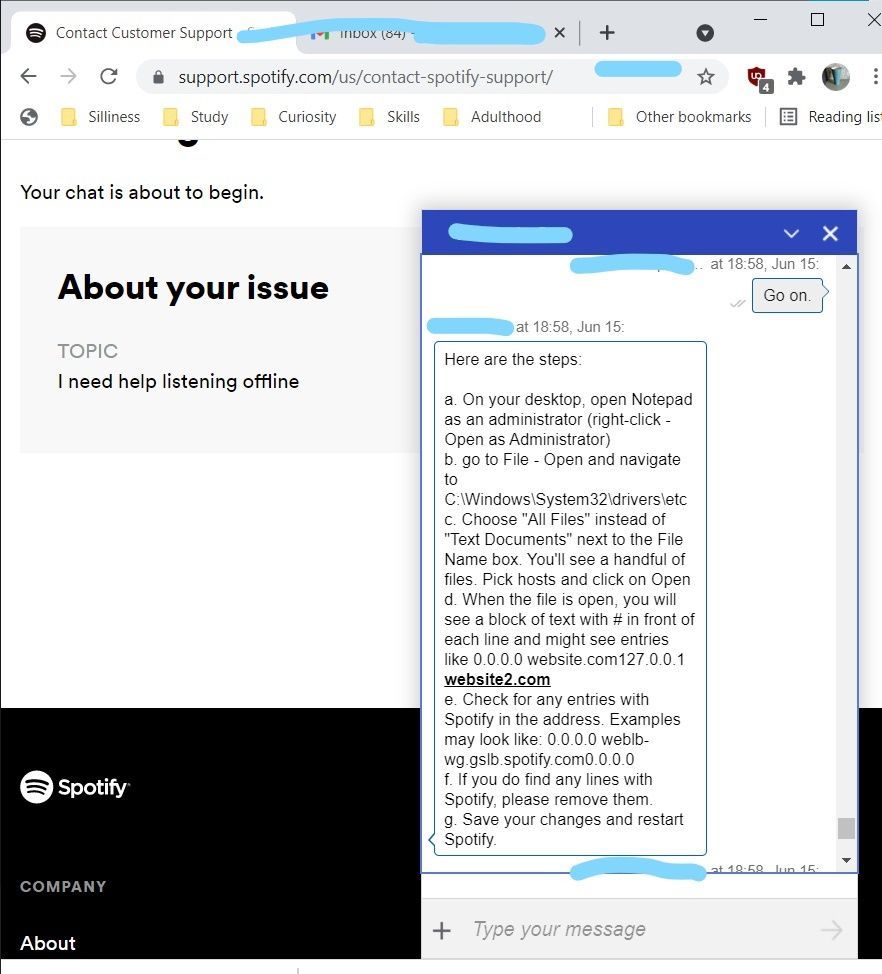Baffling advice received from Spotify Support