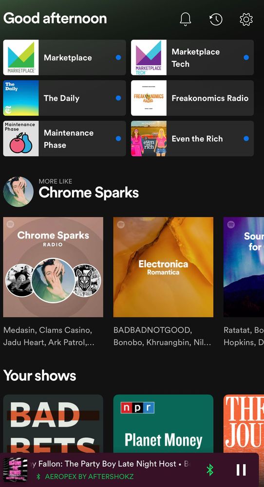 All the podcasts at the top