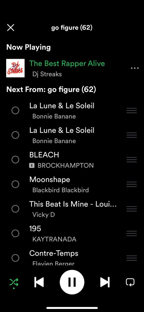 Where in the sonos app can I see the name of the spotify playlist that is  playing?