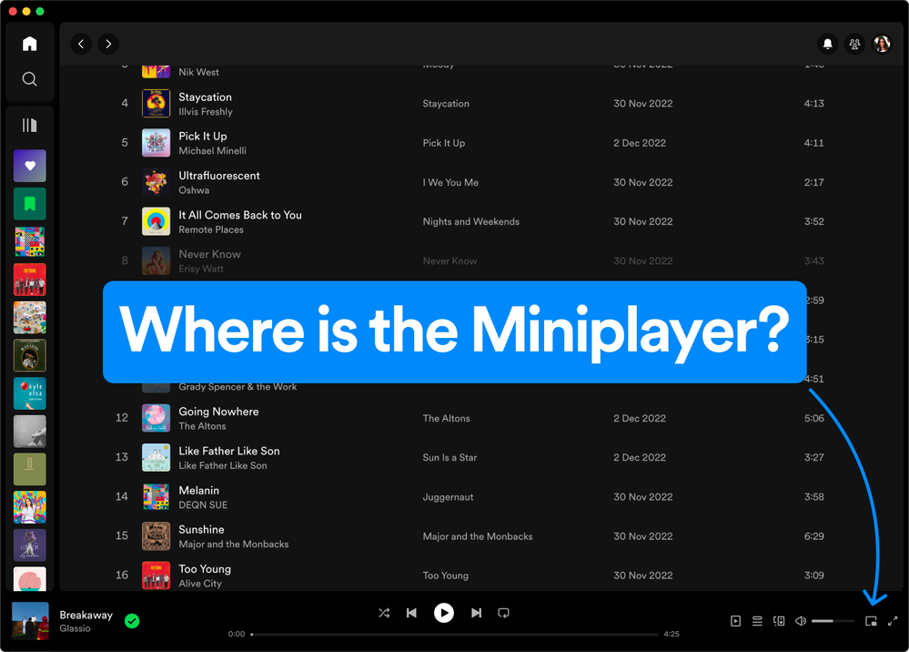 Miniplayer icon in-app