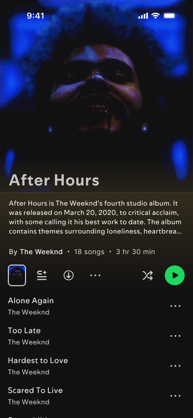 The description showed in the mockup is from de Genius's album page