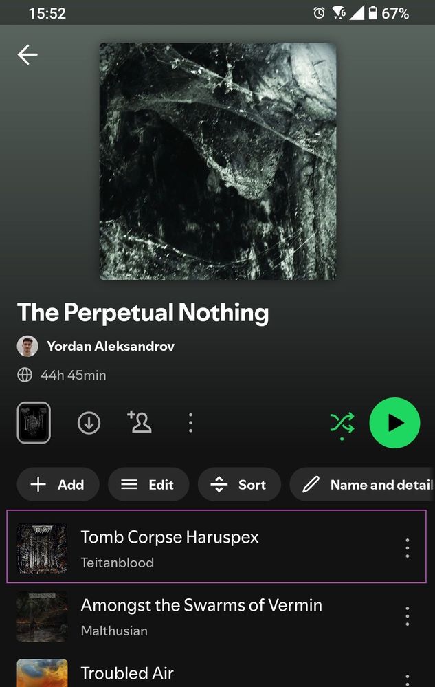 The song from my screen recording is correctly added to the playlist without creating a new one.