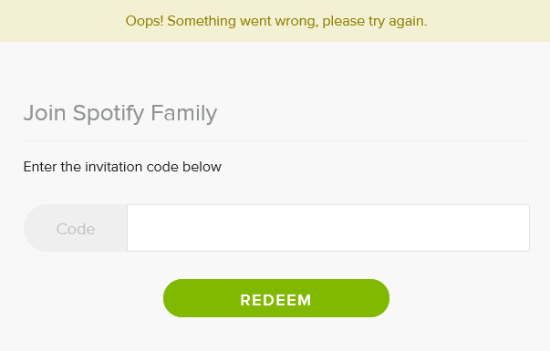 Spotify Redeem Code Something Went Wrong