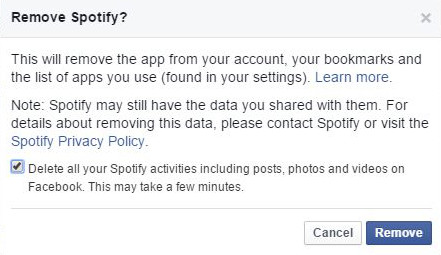 Delete facebook spotify