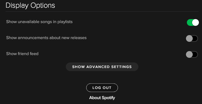 Spotify > Preferences > Display Options