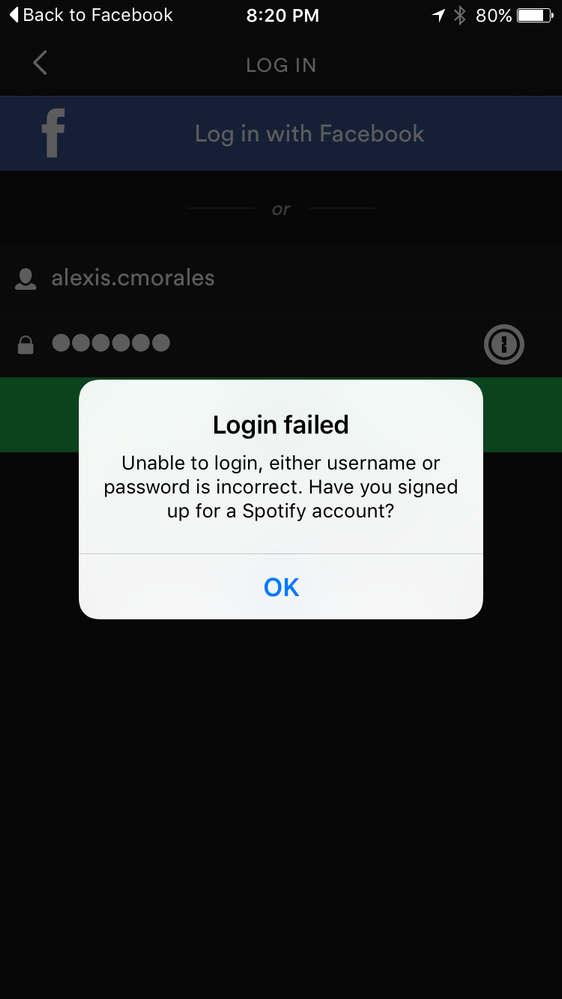 Unable to login with Facebook.