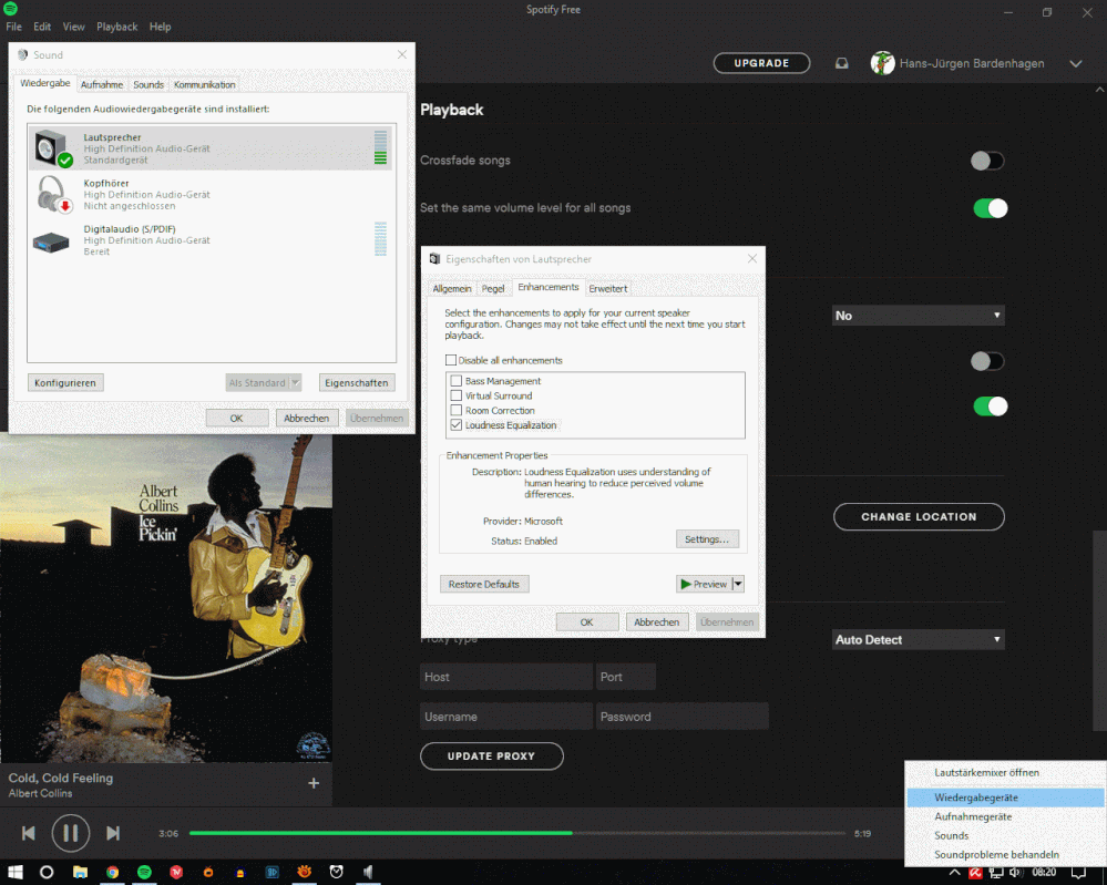 Enhancements/Loudness Equalization in Windows 10