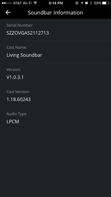 Vizio Soundbar firmware info