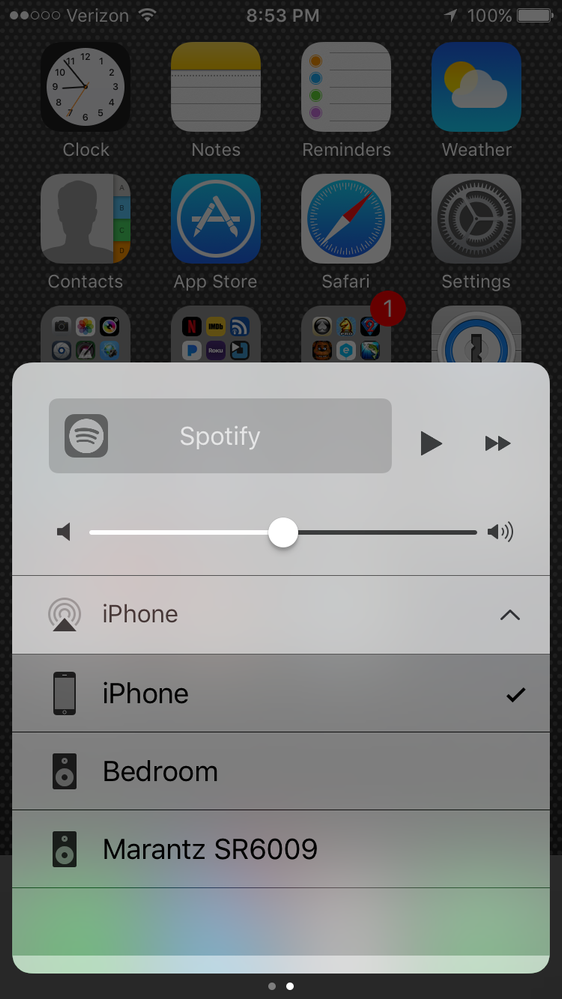 As you can see, the airport express (Bedroom) shows up in the Control Center.