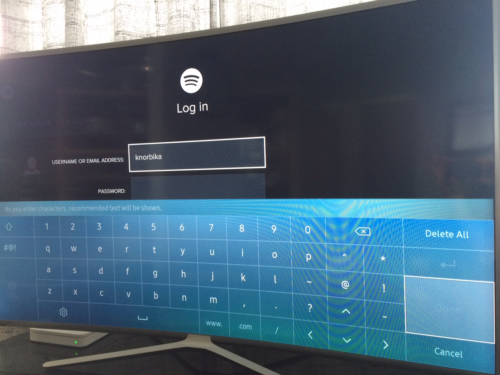 Samsung Smart LED TV - UN55K6250AFXZC log-in issue - The Spotify Community