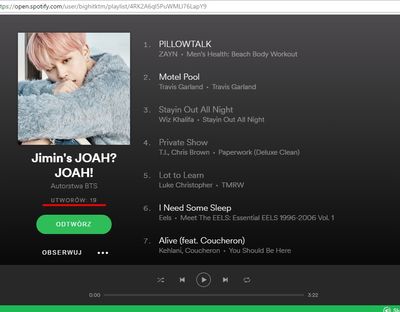 spotify web player - 19 songs