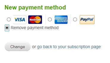 Remove creditcard. Screenshot.