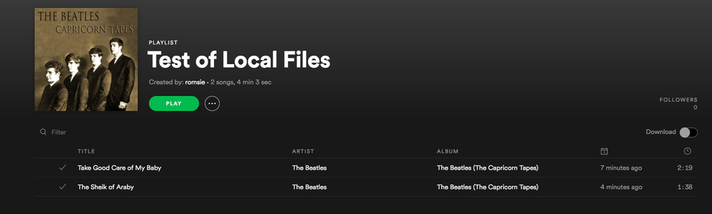 Desktop playlist with local files
