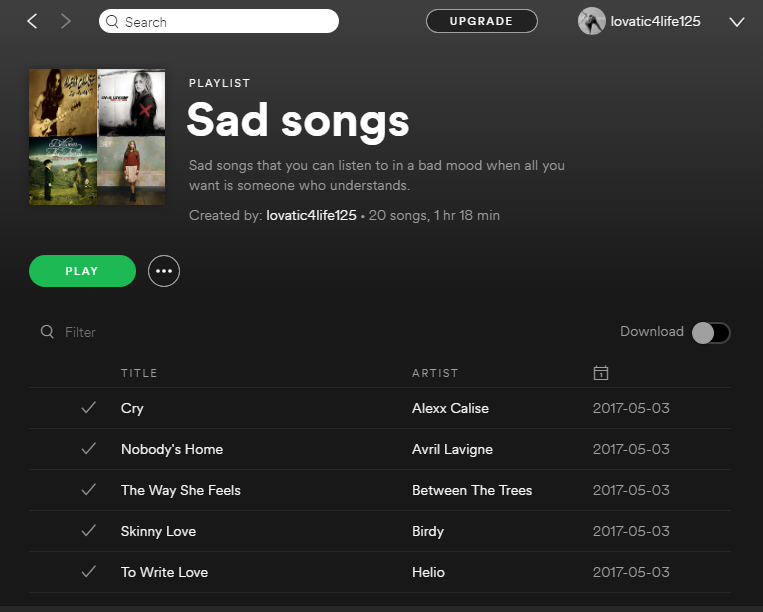 sad songs playlist - The Spotify Community