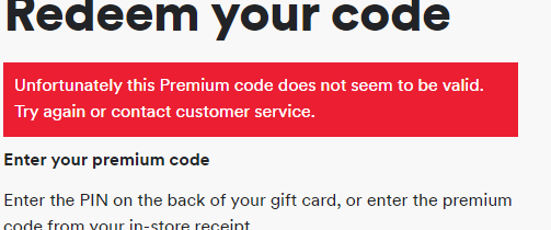 Spotify Redeem Code Not Working