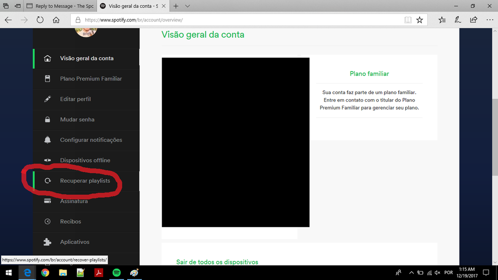 Then you to "recovered playlists" (something similar. Again, mine is in portuguese, but I've marked in red)