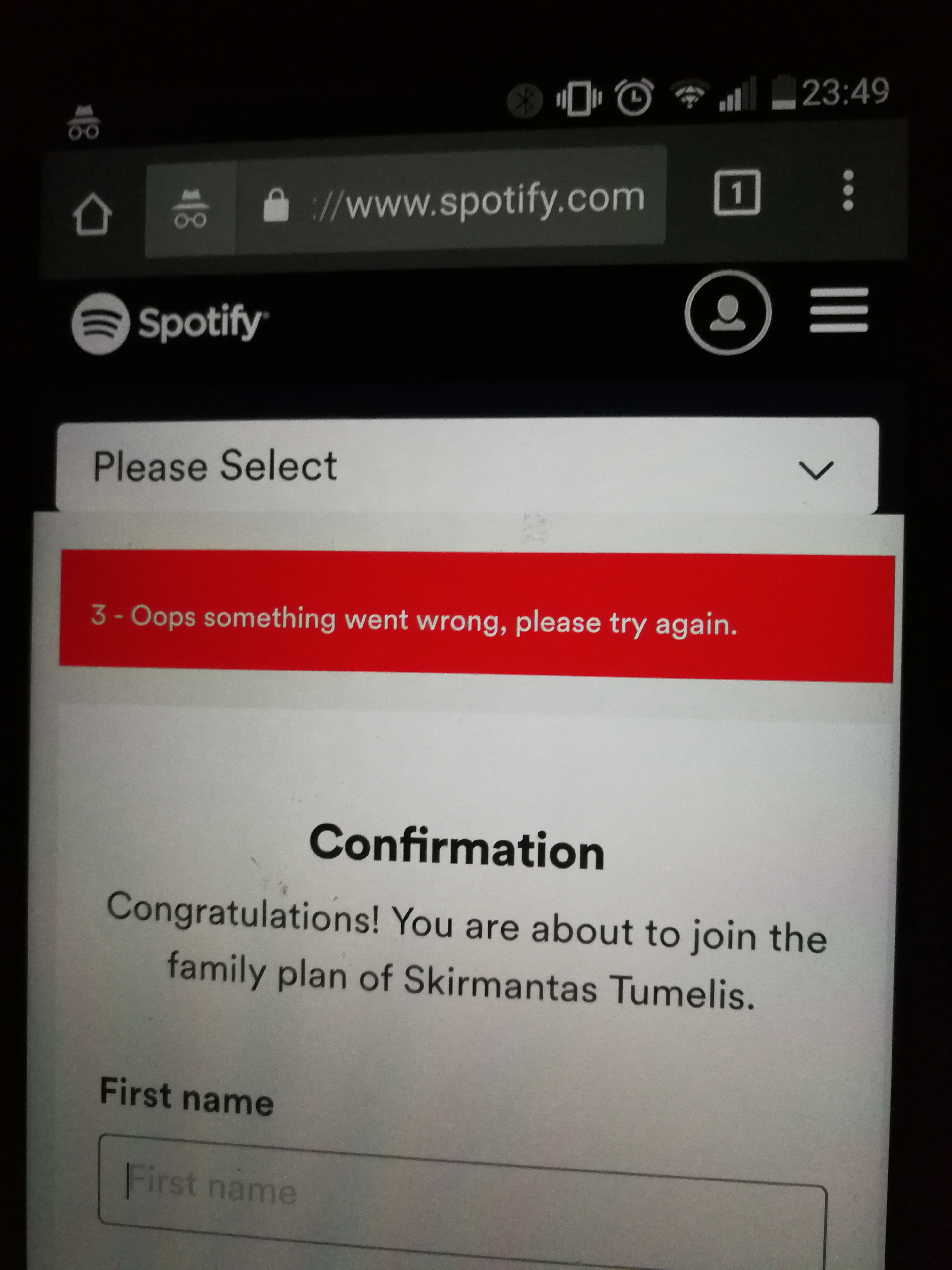 Spotify Redeem Code Something Went Wrong