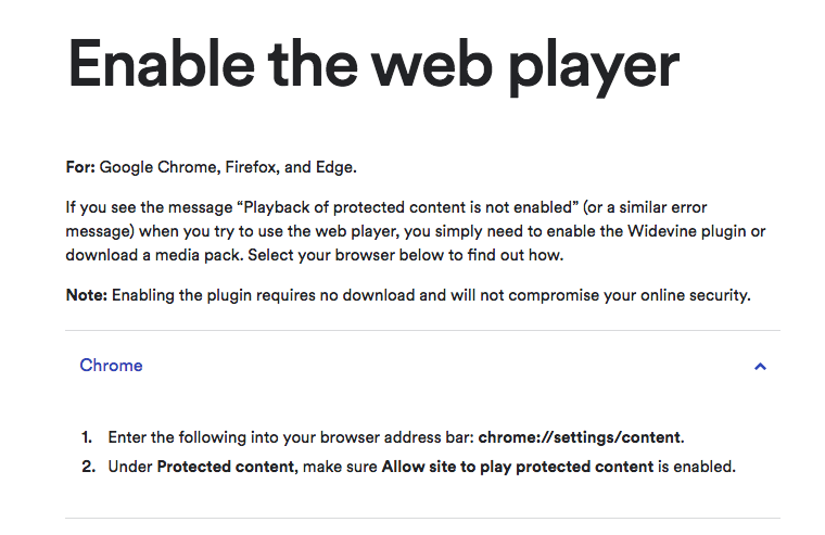 Issue enabling spotify web player for google chrom... - The Spotify  Community