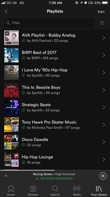 Playlists (filtered)