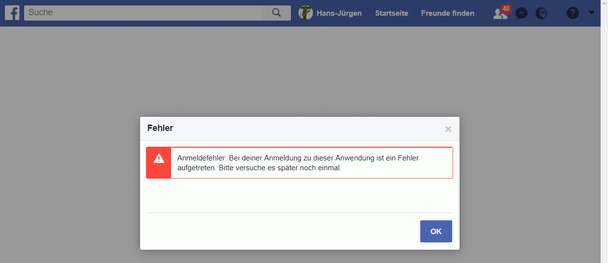 Facebook Login error