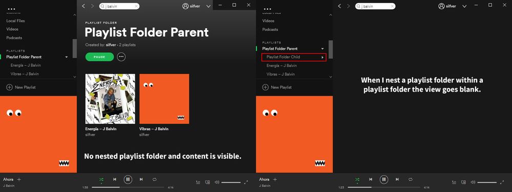 Spotify nested playlist folder renders blank