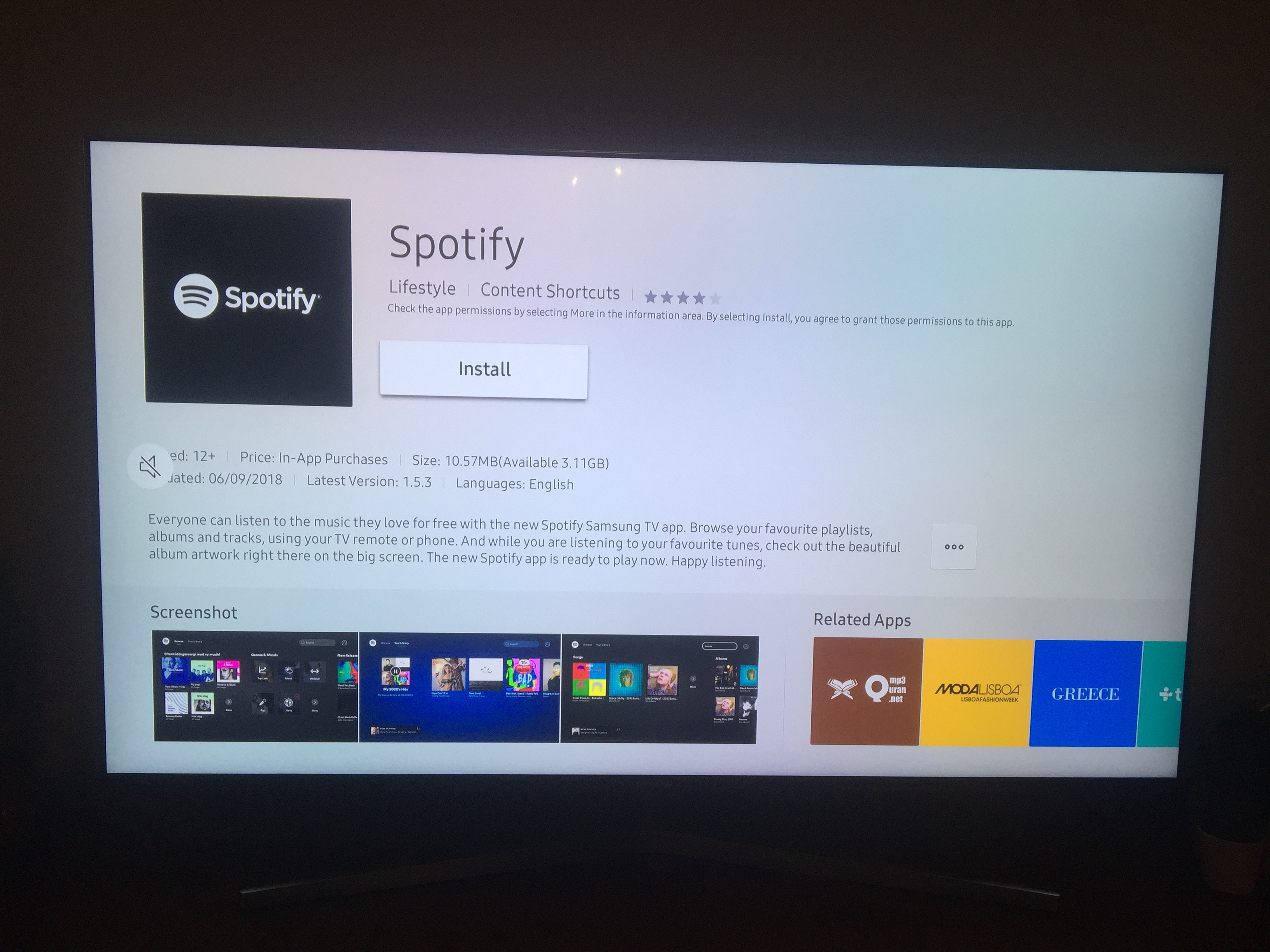 Spotify app doesnt installing on Samsung 55MU9000 ... - The Spotify  Community
