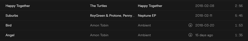 First 2 are Spotify songs, second 2 are my local files.
