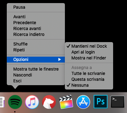 Sorry for the language, my system language is Italian. Though the option to set Spotify to launch automatically on login is "Apri al login" (the second option on all languages & Macs)