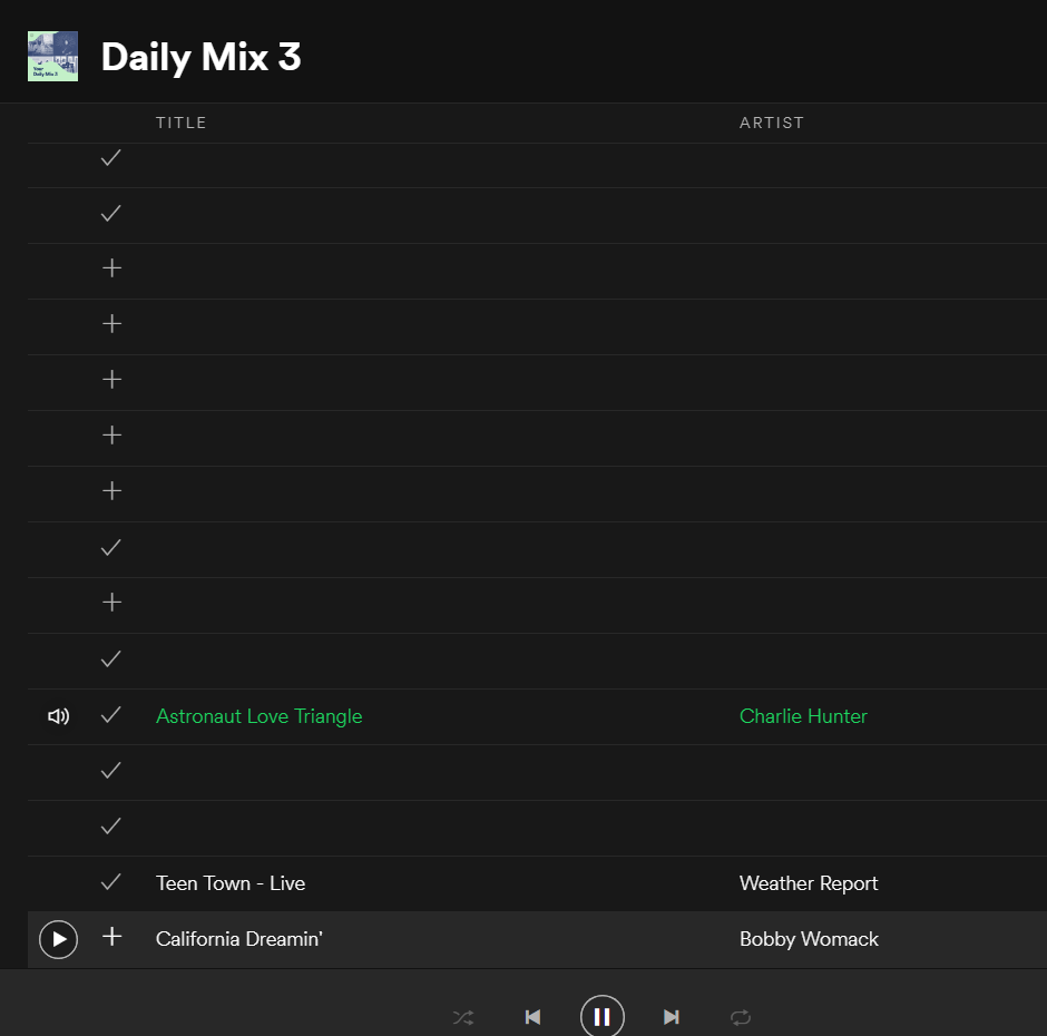 Here my Daily Mix, with very little song playable