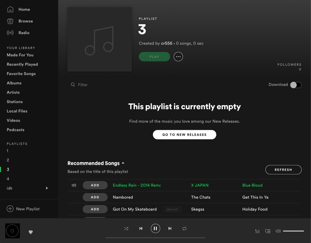 All the songs on all of my playlists got deleted and all songs don't play (as seen at the bottom left-hand corner)